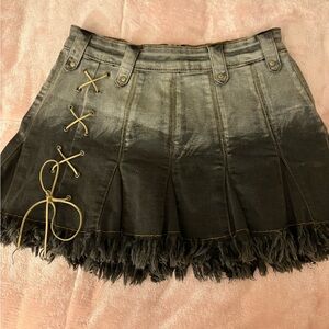Black Wash Tinted Denim Micro Mini Skirt